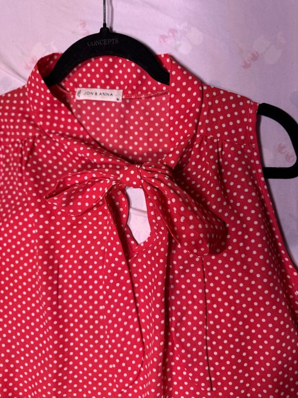 Jon & Anna Red Polka Dot Bow-Tie Blouse